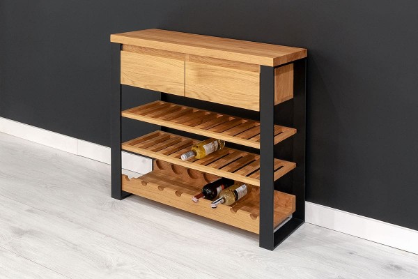 Wein-Regal 90 x 100 x 34 cm - aus massiver Eiche - Loft Style