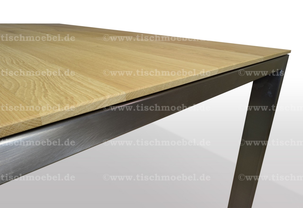 Esstisch Eiche 160x80cm Massiv Ausziehbar Edelstahl Untergestell